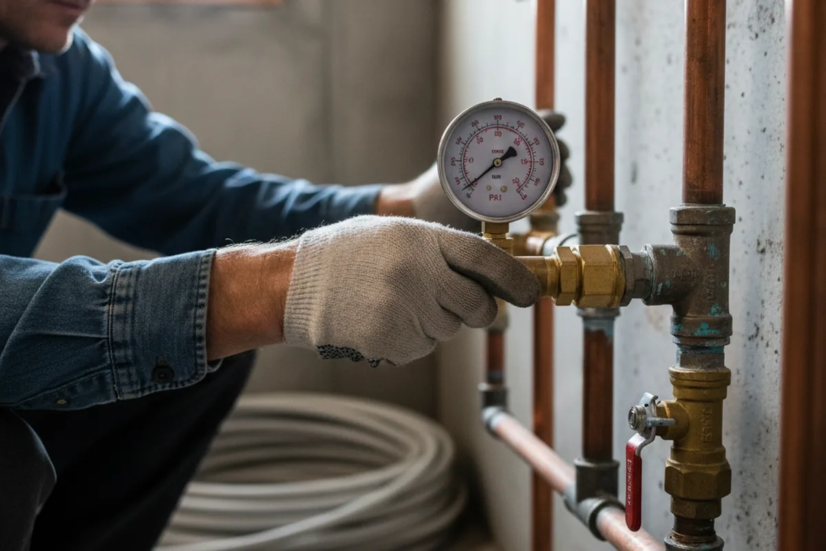 Pressure testing a repaired line during Water Line Repair in Walworth